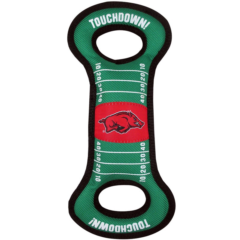 Pets First NCAA Football Field Dog Toy with Squeaker. - Arkansas Razorbacks -for Tug, Toss, and Fetch. - Tough& Durable PET Toy - Image 1